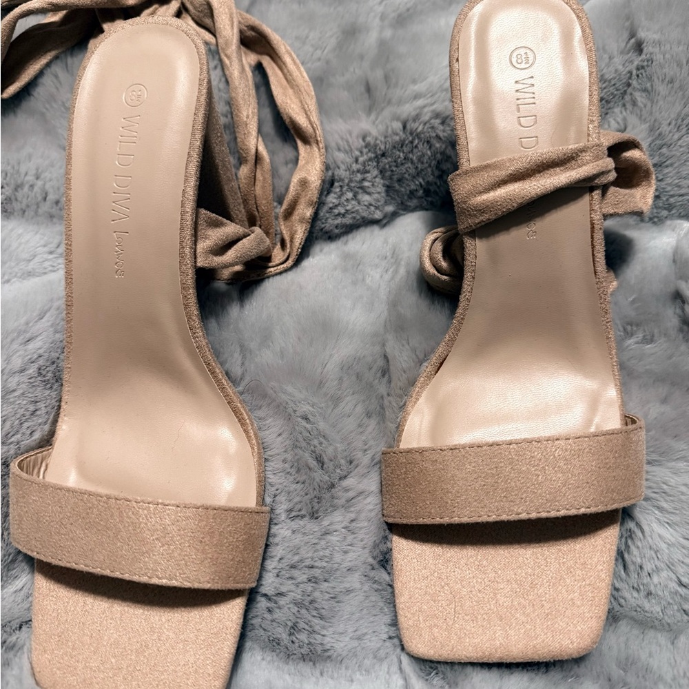 Wild Diva Women's Beige Heeled Sandals